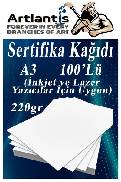 Artlantis ورق شهادات A3 سميك 100 قطعة ورق تصوير بوزن 220 جرام متوافق مع جميع ...