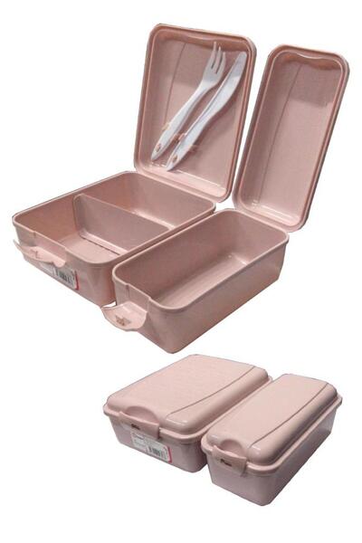 Artlantis Lunch Box 2 Compartments Light Pink Color 1 Piece Food Storage Cont...
