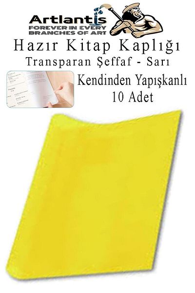 Artlantis Yellow Transparent Frosted Book Cover - 10 Pieces, 1 Pack, Velcro and Adjustable Self-adhesive
