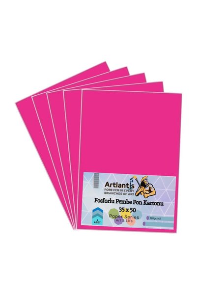Artlantis Fund Cardboard Phosphorescent Pink 35X50 5 Pieces Phosphorescent Fu...