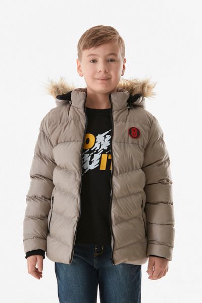Fulla Moda Палто за момче с бродирани джобове и качулка