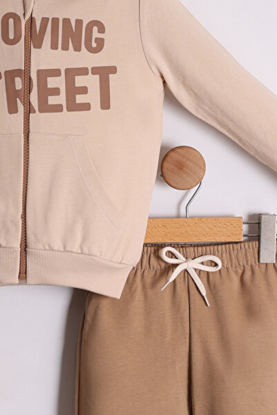 Pollito Комплект от 2 части за момчешки кардиган с цип и джоб кенгуру