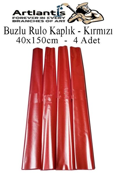 Artlantis Buzlu Rulo Şeffaf Kırmızı Kaplık 4 Adet 40x150 cm Defter Kitap Kapl...