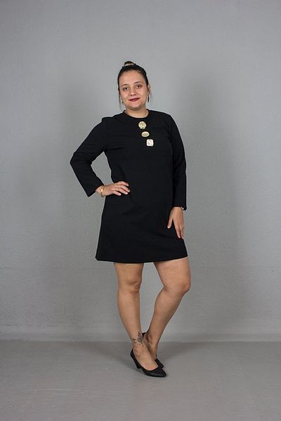 Truva XXL Plus Size Knee Length Crepe Fabric Buckle Detail Dress