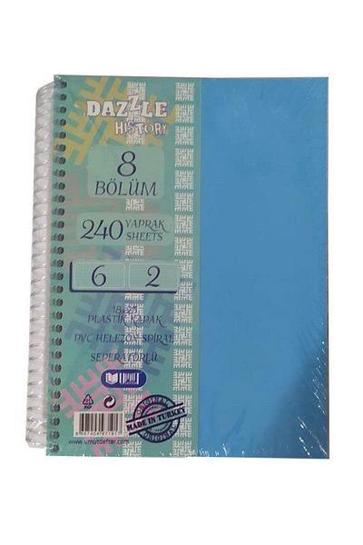 Artlantis Medium Size 6+2 Bookmark Notebook 8 Threads 240 Sheets 1 Piece 6 Checks 2 Lines Spral Plastic Cover Basket