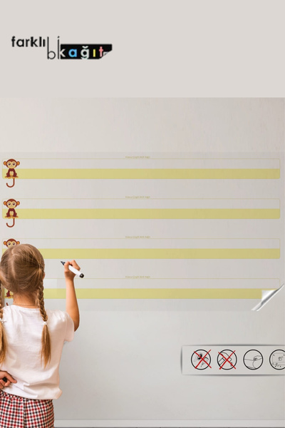 Farklı Bi Kağıt Uv Baskı Sarı Kılavuz Çizgili Akıllı Kağıt Yazı Tahtası 100x5...
