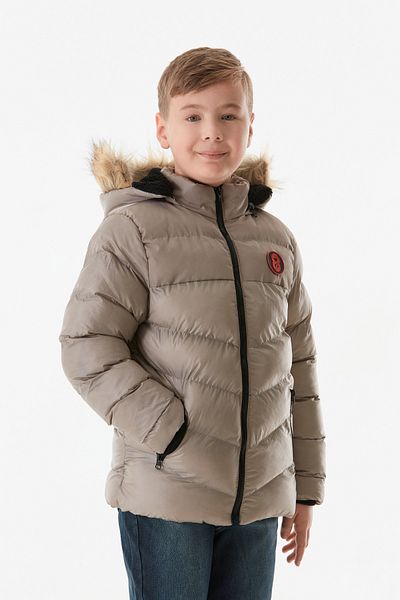 Fulla Moda Палто за момче с бродирани джобове и качулка