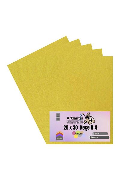Artlantis Yellow Felt A4 2 Mm 20x30 Cm 5 Pieces 1 Pack School Nursery Activity
