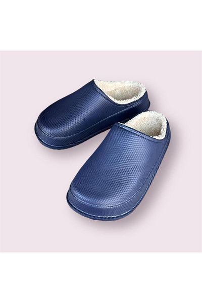 Sonimix Παντόφλες γραφείου unisex navy blue ελαφριά με γούνα στο εσωτερικό της σόλας