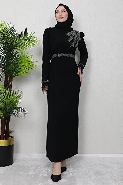 GİZ AGİYİM Hazal Tesettür Elbise Siyah