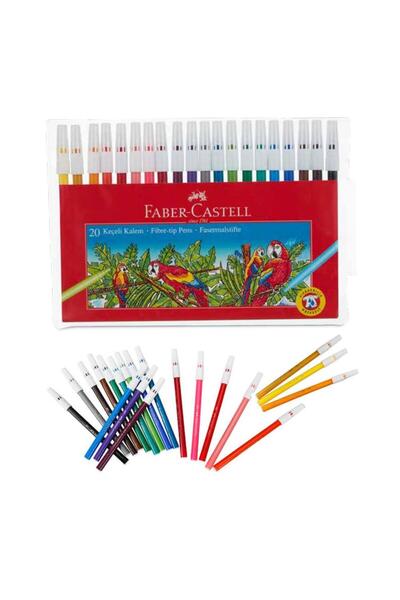Faber Castell 20 Renk Keçeli Kalem Yıkanabilir Su Bazlı Faber 20 Li Keçeli Ka...