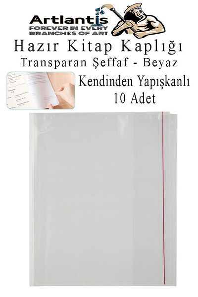 Artlantis 10 Pieces Transparent Frosted White Book Cover - Velcro and Adjustable Self-adhesive