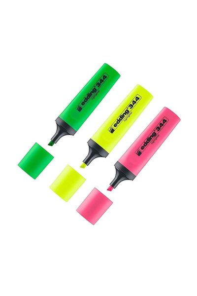 Edding Highlighter Pen ( Green Yellow Pink ) Mark Pen 3 Pieces 1 Pack Mark Pen Highlighter Color