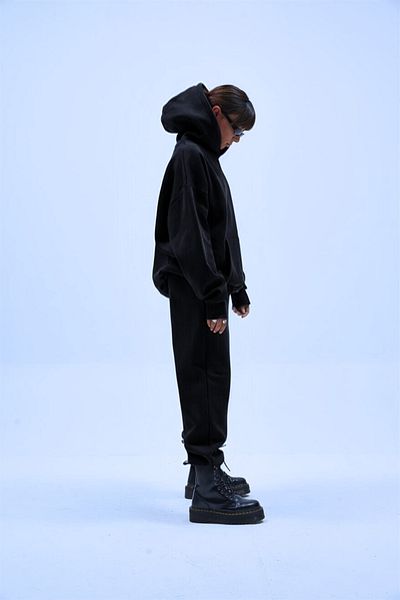 BayBayan Γυναικεία Oversize Casual Hooded Kangaroo Pocket 3 Thread Hooded Σετ χειμερινής φόρμας