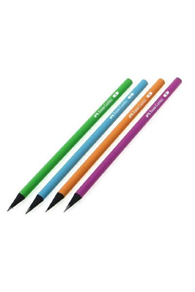 Faber Castell قلم رصاص دائري 4 قطع قلم رصاص نيون من الدرجة B