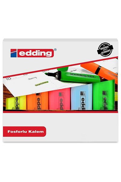 Edding Highlighter 5 Colors 1 Pack of 5 Marking Pens Bright Colors Yellow Orange Pink Blue Green