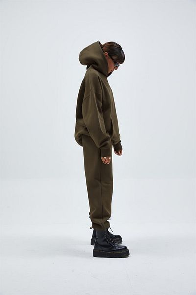 BayBayan Γυναικεία Oversize Casual Hooded Kangaroo Pocket 3 Thread Hooded Σετ χειμερινής φόρμας