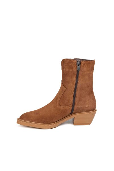 LA PASSION Püskül Detaylı Taba Kadın Bot, Küt Burun Vestern Bot Taba