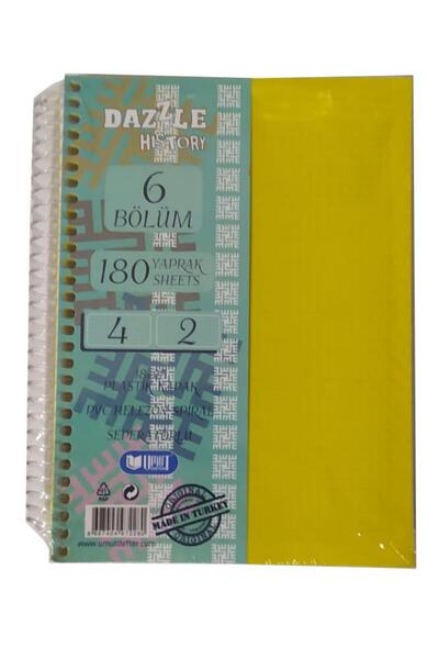 Artlantis Orta Boy 4+2 Ayraçlı Defter 6 Konulu 180 Yaprak 1 Adet 4 Kareli 2 Ç...