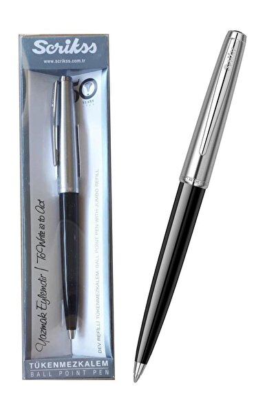 Scrikss 78 Ballpoint Pens with Black Chrome Finish Boxed 1 Piece Black Ballpo...