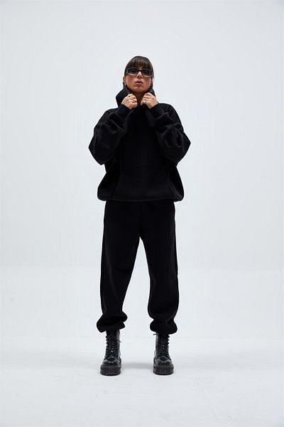BayBayan Γυναικεία Oversize Casual Hooded Kangaroo Pocket 3 Thread Hooded Σετ χειμερινής φόρμας