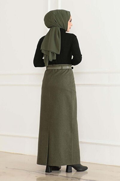 NRS Φούστα με κορδόνια και καρφίτσα ΧΑΚΙ