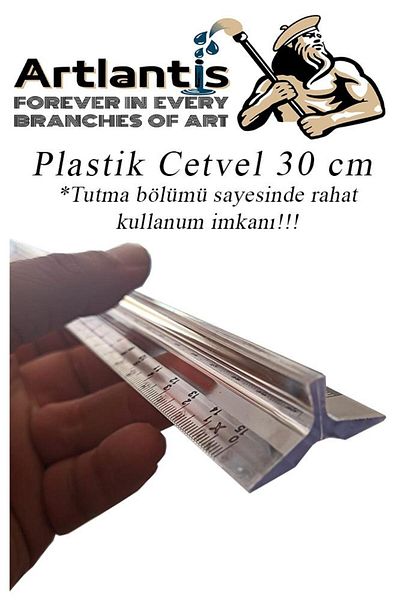 Artlantis Ruler 30 cm Plastic Transparent 1 Piece with Tribli Deciometer School Classroom Student Easy to Hold Ruler 30 cm