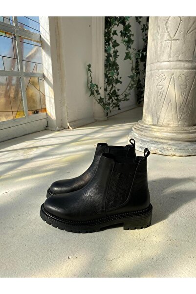 LA PASSION Siyah Verev Lastikli Deri Bot