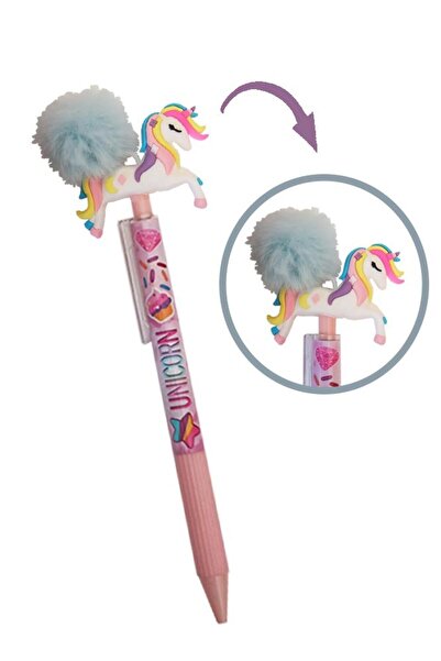 Cem Unicorn Ponponlu Versatil Kalem 1 Adet Tek Boynuzlu Pompom 0,7 Uçlu Kalem...