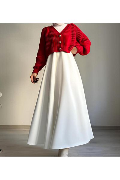 Mine'nspolo Hijab Elastic Scuba Flared Φούστα