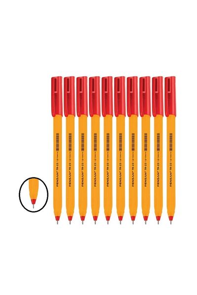 Pensan Red Ballpoint Pen Tr 23 Triangle Body 1.00 Mm Point 10 Pieces Ballpoint Pen Red 10 Pieces