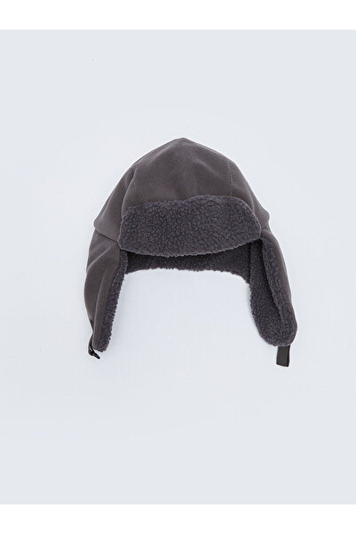 LC Waikiki Gray Plain Fleece Chin Snap Closure Men's Snow Cap