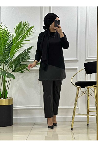 masalabiyem 24866 K 100 SİYAH YENİ SEZON YAN FERMUARLI DERİ TAKIM