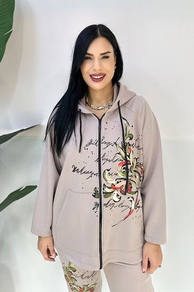 GÖKSEL Plus Size Floral Printed Writing Set - Beige