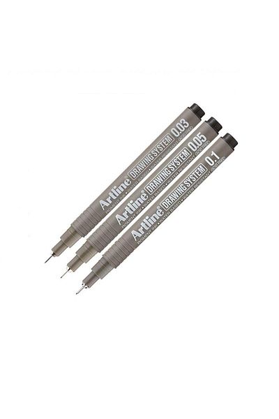 artline Technical Drawing Pen 0.03 - 0.05 - 0.1 Mm Black Set of 3 Drawing Technical Drawing Pen