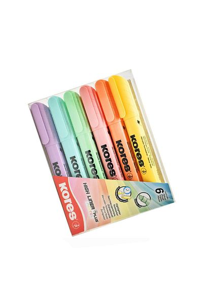 kores Highlighter Pastel Mark Pen - 6 Colors 1 Pack