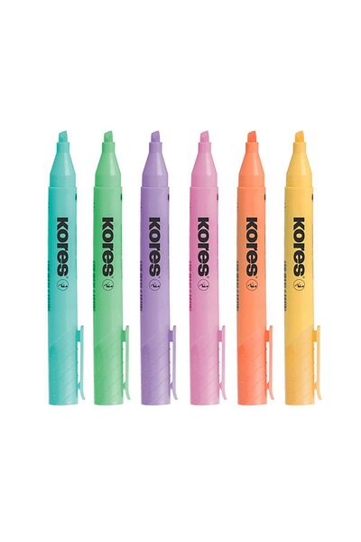 kores Highlighter Pastel Mark Pen - 6 Colors 1 Pack
