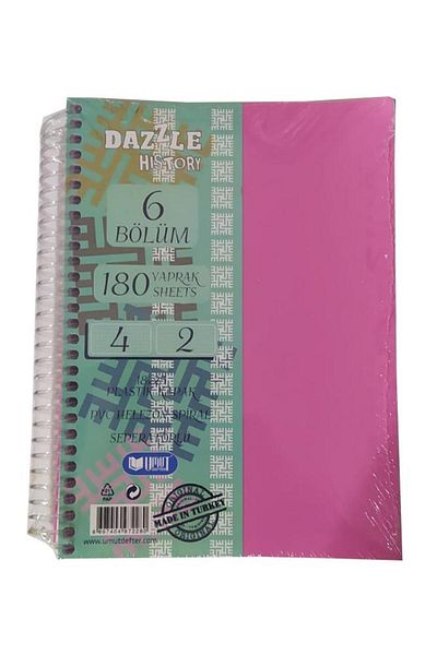 Artlantis Medium Size 4+2 Bookmark Notebook 6 Thread 180 Sheets 1 Piece 4 Plaids 2 Lines Spral Plastic Cover Basket