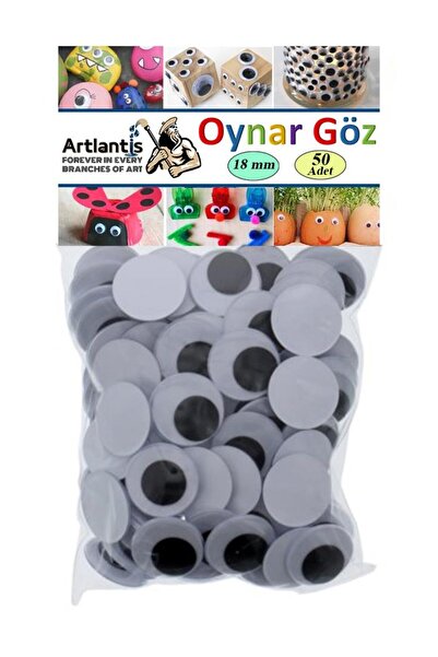 Artlantis Oynar Göz Siyah 18 mm 50 li 1 Paket Oynayan Göz 18mm Hobi Tasarım A...