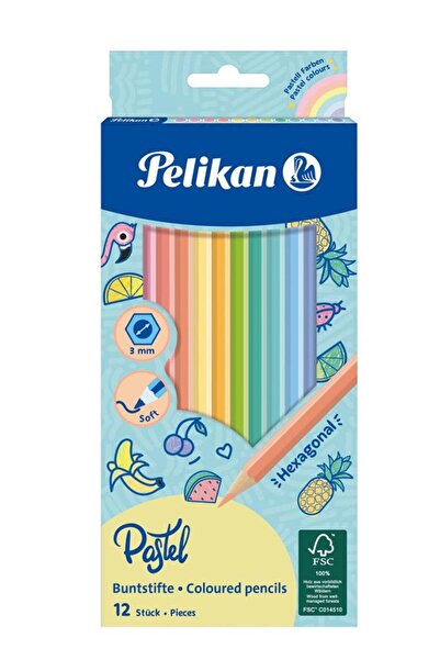 Pelikan 12 li Pastel Renk Kuru Boya Kalemi Karton Kutu 1 Paket 12 Renk Kurubo...