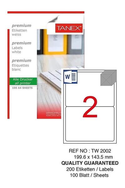 Tanex Kompjuterska etiketa TW-2002 119.6x143.50 mm 100 komada laserska etiket...