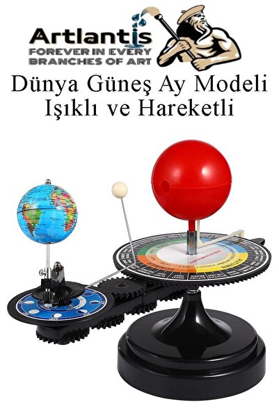 Artlantis Dünya Güneş Ay Modeli Işıklı ve Hareketli 1 Adet Güneş Sistemi Deney Seti Astronomi Solar Sistem Den