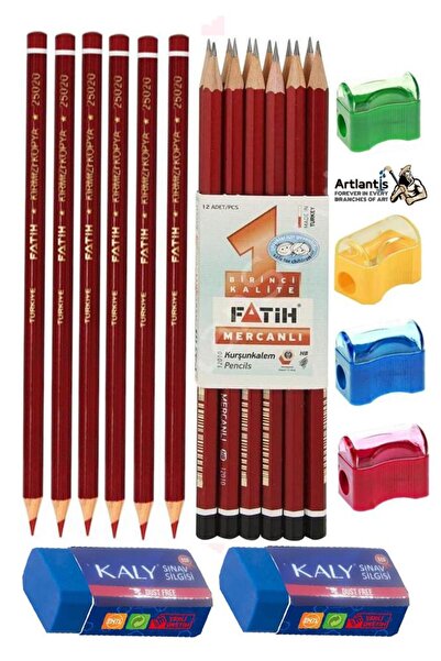 Artlantis فاتح قلم رصاص أسود 12 قلم رأس أحمر 6 ممحاة امتحان 2 مبراة 4 قطع