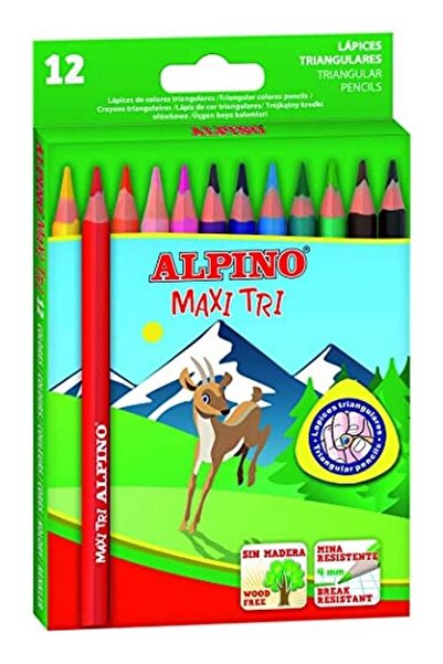 Artlantis 12 Renk Jumbo Kuru Boya 1 Paket Alpino Maxi Tri Üçgen Jumbo Kuruboya Kolay Tutuş Kalın Uçlu Kuruboya