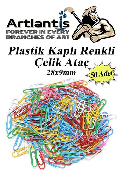 Artlantis Paperclip Colored Metal Plastic Coating 50 Pieces Medium Size 1 Pack Paper Clip School Office Document Organization Stainless