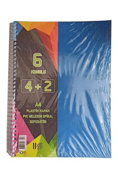 Artlantis 4+2 Bookmark Notebook 6 Thread 150 Sheets 1 Piece 4 Plaids 2 Lines Spral Plastic Cover with Separator