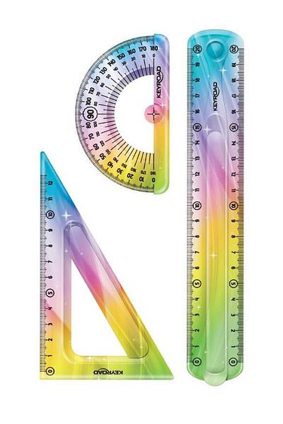 KEYROAD Ruler Set Unbreakable Flexible Silicone Unbreakable 3-Piece Rainbow 20 Cm 1 Pack Ruler Set