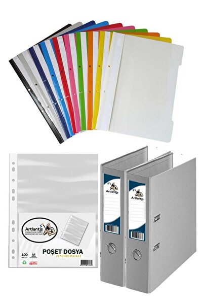 Artlantis Set de dosare și pungi de birou gri, 2 dosare de birou, 10 culori, ...