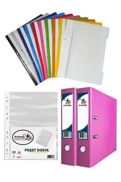Artlantis Set de dosare și pungi de birou roz, 2 dosare de birou, 10 culori, ...