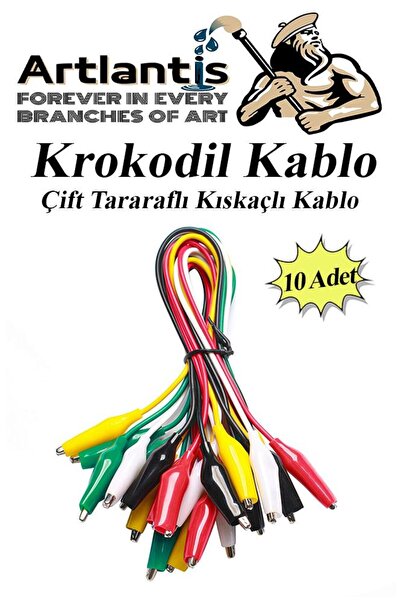 Artlantis Krokodil Kablo 52 cm 10 lu 1 Paket Timsah Ağızlı İki Tarafı Kıskaçl...